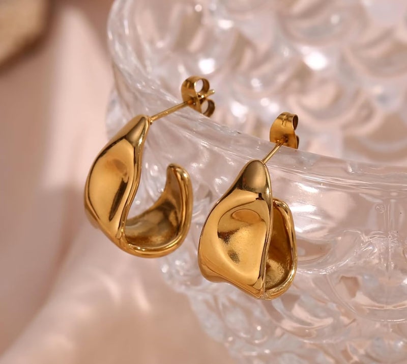 MIDEEO Gold/Sliver Chunky Hoop Earrings Set for Women, 14K Gold Plated Twisted Huggie Hoop Earring Hypoallergenic Thick Open Lightweight Chunky Hoop Earrings Jewelry for Gifts - Image 5